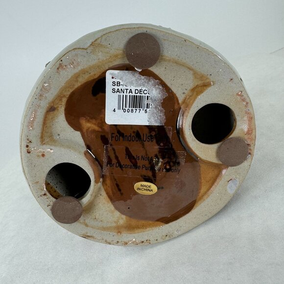 Santa Claus Stoneware Figurine Moon Star Cutouts Christmas Tree Lantern 12" - Picture 7 of 10